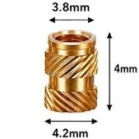 M3 Isı ile Gömülebilir Pirinç İnsert Somun (Dış Çap: 3,8/4,2 mm, Boy: 4 mm)