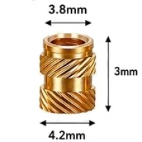 M3 Isı ile Gömülebilir Pirinç İnsert Somun (Dış Çap: 3,8/4,2 mm, Boy: 3 mm)