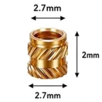 M2 Isı ile Gömülebilir Pirinç İnsert Somun (Dış Çap: 2,7 mm, Boy: 2 mm)