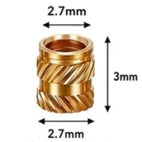 M2 Isı ile Gömülebilir Pirinç İnsert Somun (Dış Çap: 2,7 mm, Boy: 3 mm)