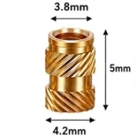 M3 Isı ile Gömülebilir Pirinç İnsert Somun (Dış Çap: 3,8/4,2 mm, Boy: 5 mm)