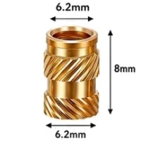 M5 Isı ile Gömülebilir Pirinç İnsert Somun (Dış Çap: 6,2 mm, Boy: 8 mm)