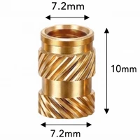 M6 Isı ile Gömülebilir Pirinç İnsert Somun (Dış Çap: 7,2 mm, Boy: 10 mm)